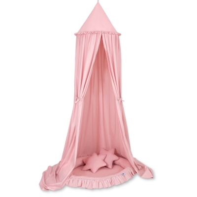 Set: Baldacchino da Appendere + Nido con Balze + Cuscini Rosa Scuro Set: Baldacchino da Appendere + Nido con Balze + Cuscini Rosa Scuro