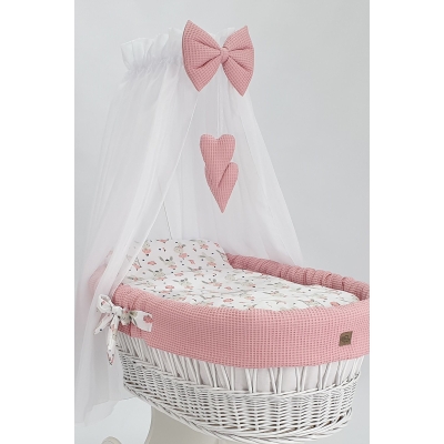 Lettino vimini rosa con baldacchino Lettino vimini rosa con baldacchino